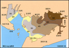 三河湾の底質COD平均分布 (1985年1月)